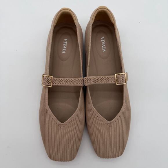 Vivaia Margot Mary Jane Comfort Old Money Washable Arch Support Flats Almond 9.5 - Picture 3 of 8